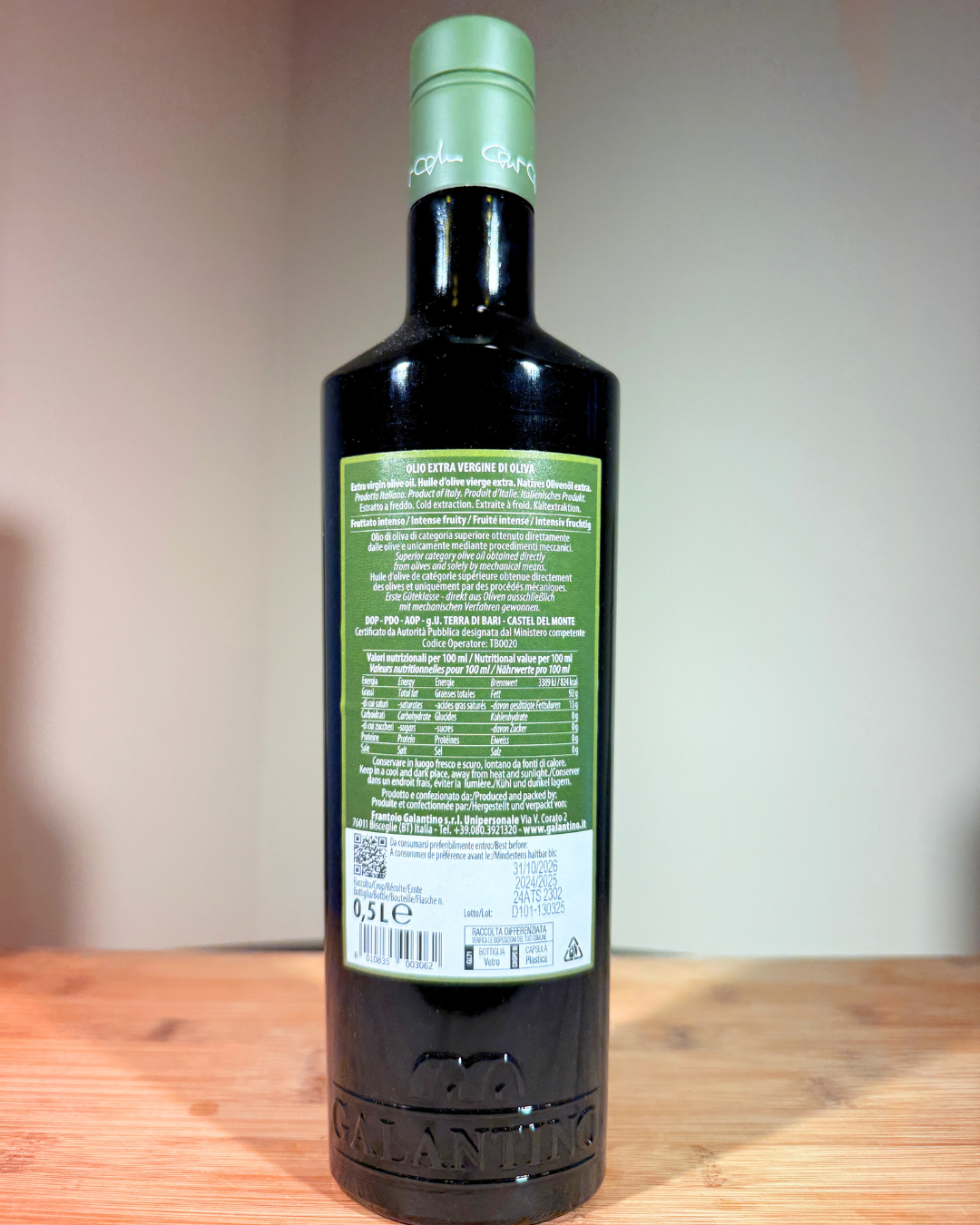 GALANTINO DOP Terra Di Bari Frutatto Intenso Extra Virgin Olive Oil 500ML
