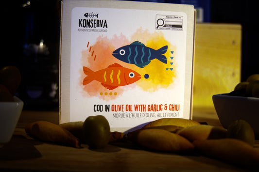 Konserva Cod in Olive Oil, Garlic & Chili