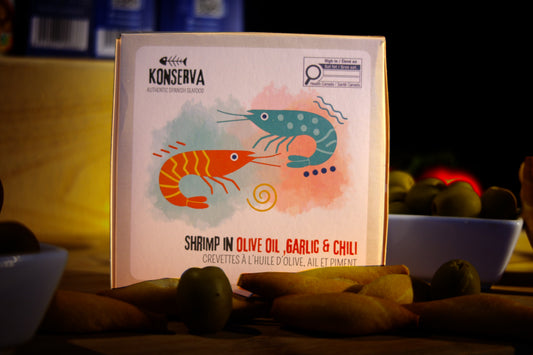 Konserva Shrimp in Olive Oil, Garlic and Chili